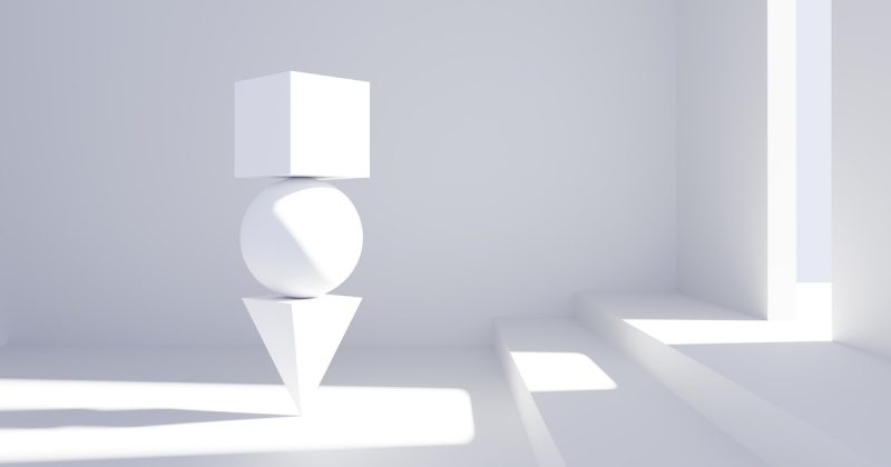 Abstract forms floating in white room space photo by Lorem on Unsplash